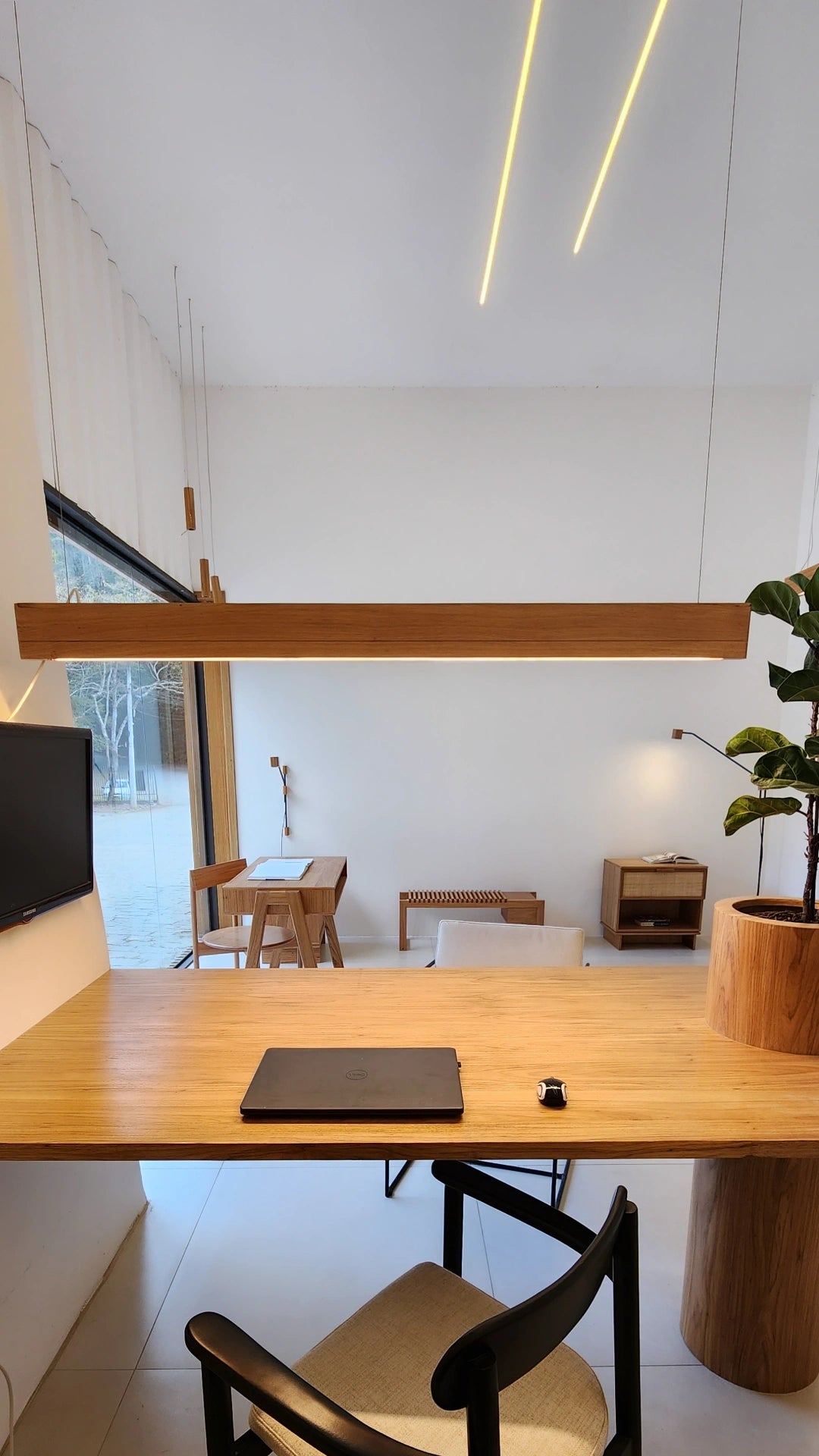 NOVA VERSÃO Luminária de Teto Pendente Linear 140 cm - Frete Grátis | 3X Sem Juros